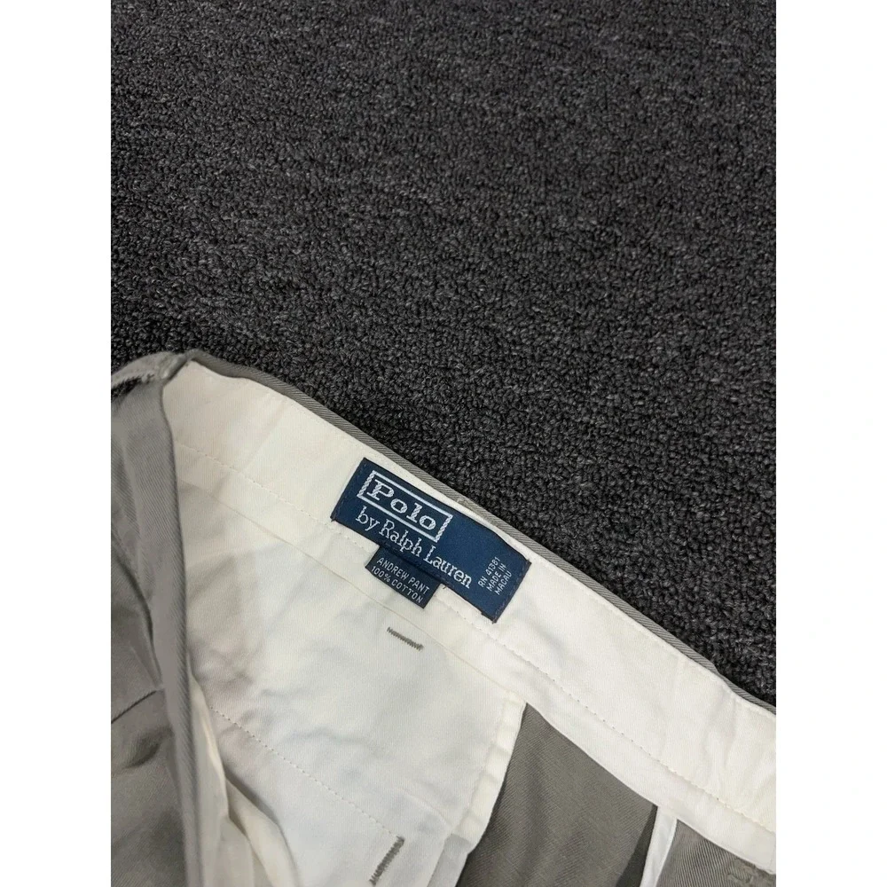 VTG‎ Polo Ralph Lauren Andrew Pants Men's 40x30 Gray Double Pleated Pony Preppy